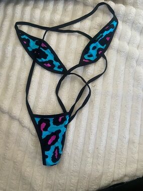 Gold Diggers Boutique Blue & Pink Animal Print Slingshot